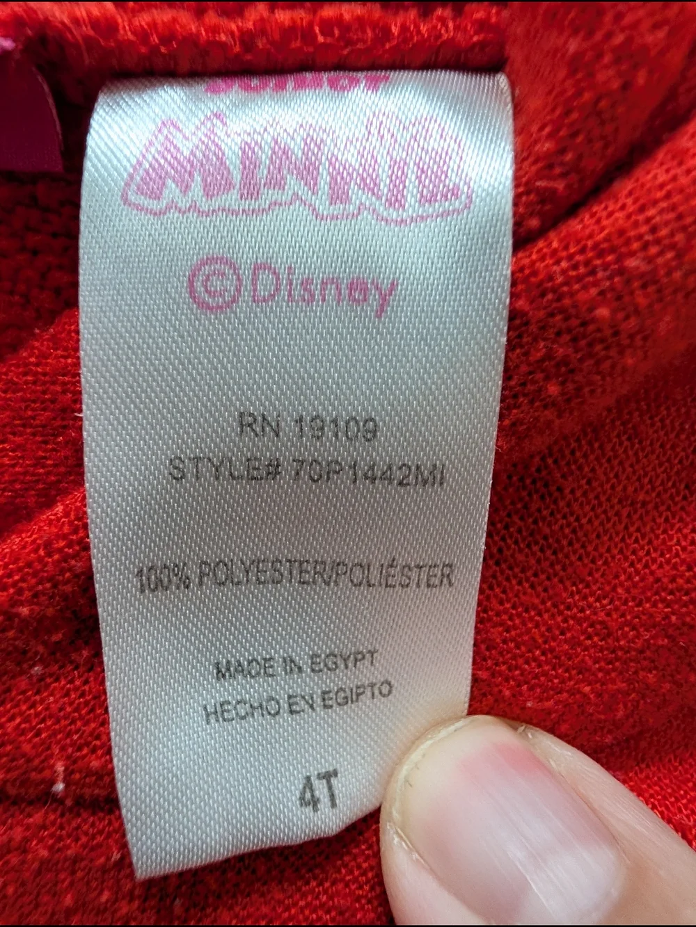 Disney Minnie Mouse Red Hoodie for Kids 4T